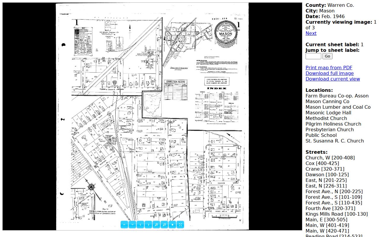 Mason city directory address context on the 1946 Mason Sanborn map