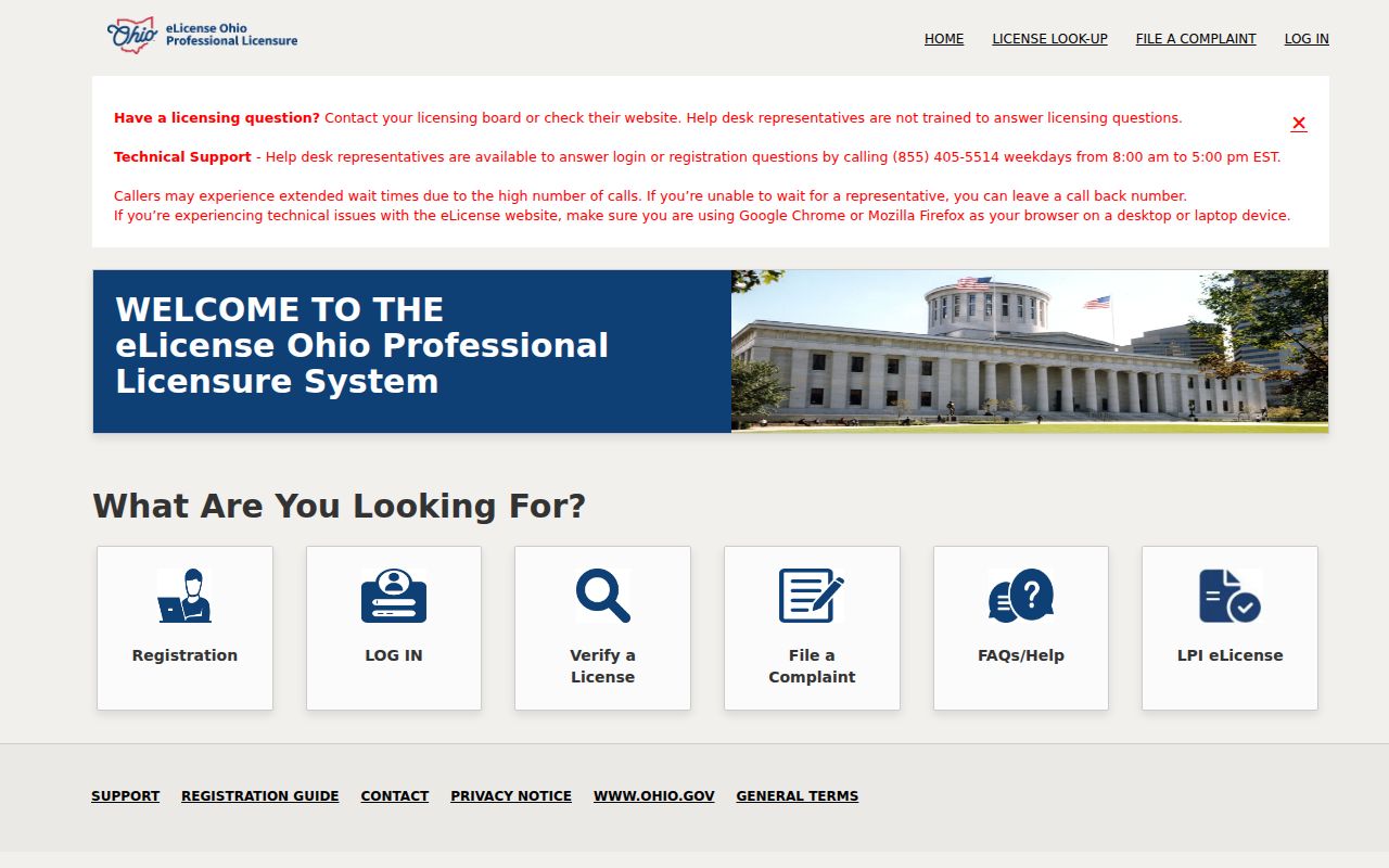 Mason residents directory Ohio professional license verification screen