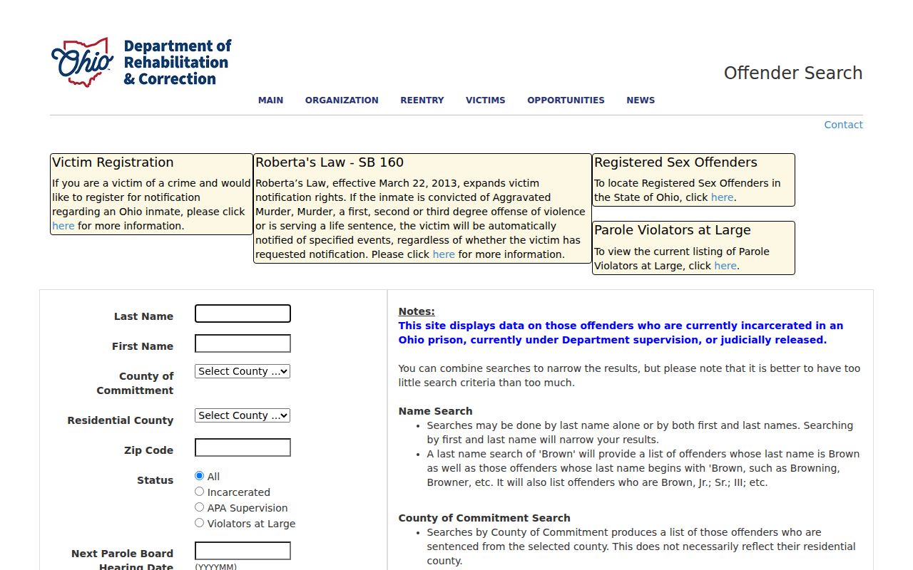 Mason residents directory Ohio official offender search screen
