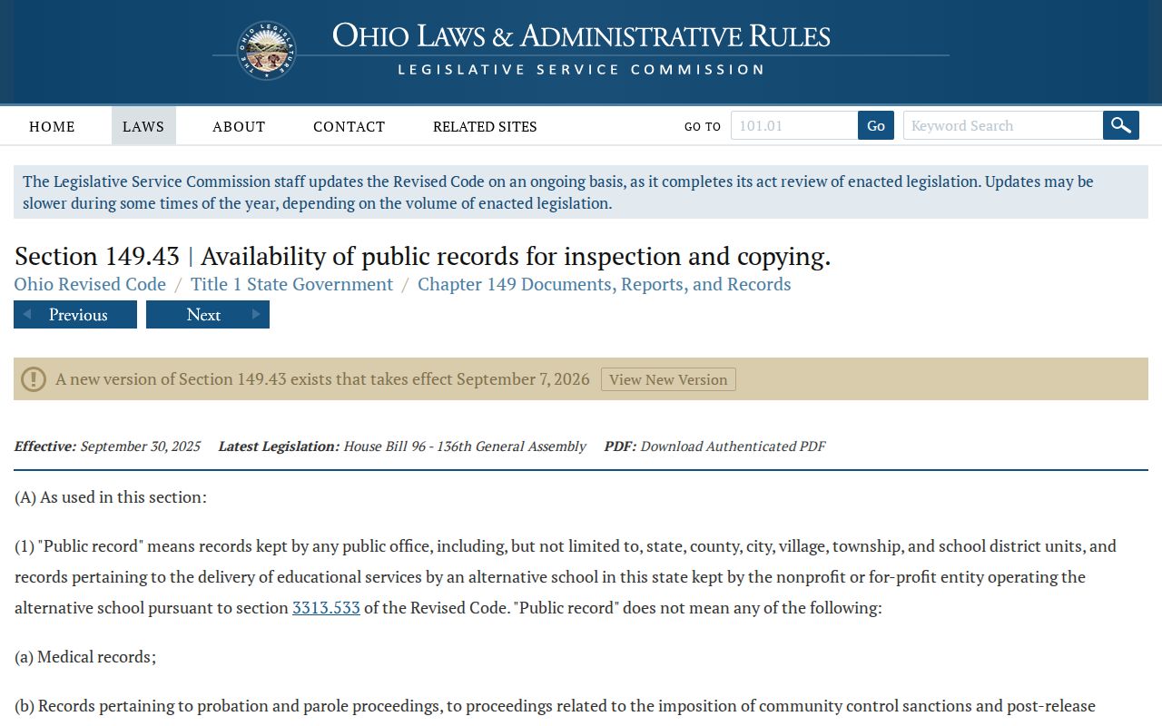 Mason residents directory Ohio public records law screen