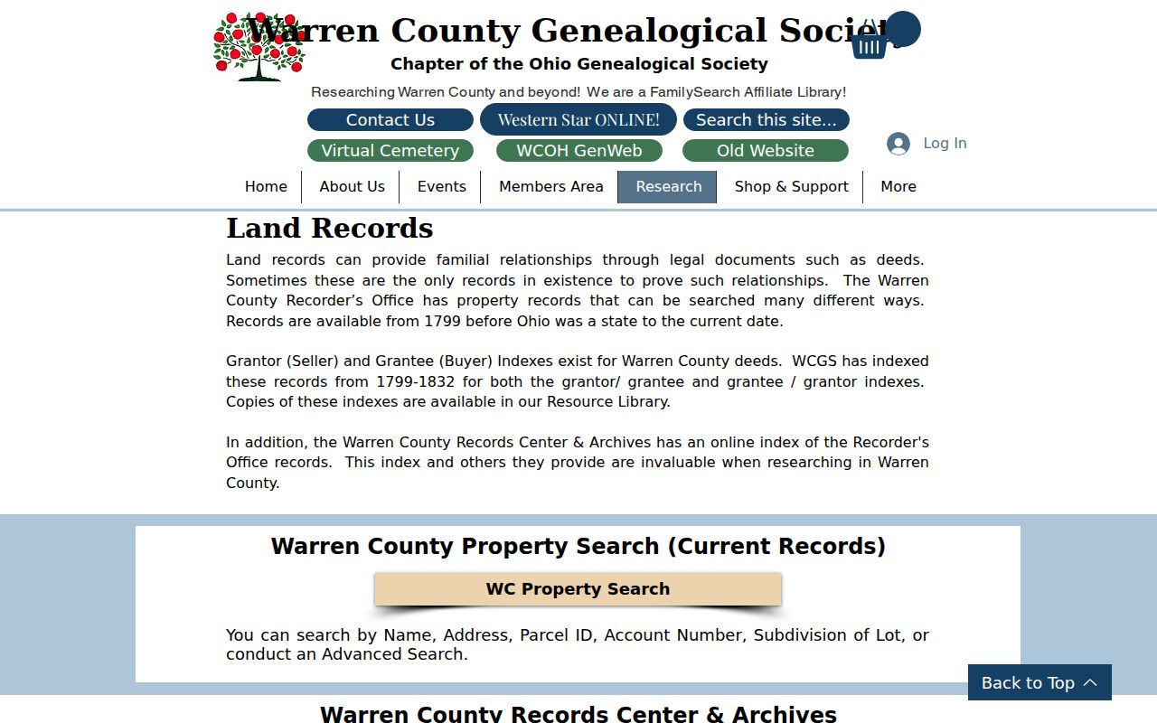 Mason previous residents research in Warren County historical land records