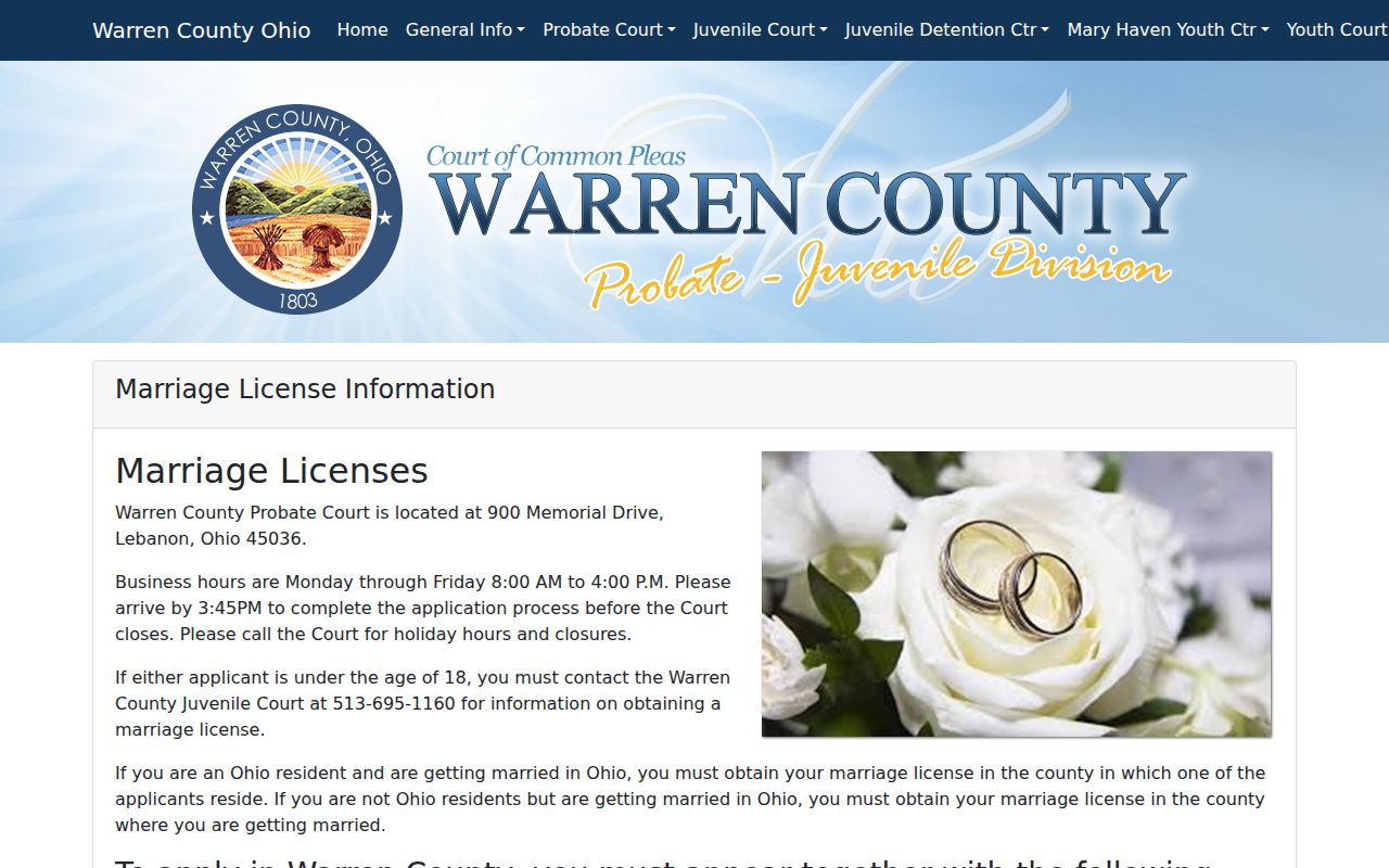Mason resident lookup using Warren County marriage record information