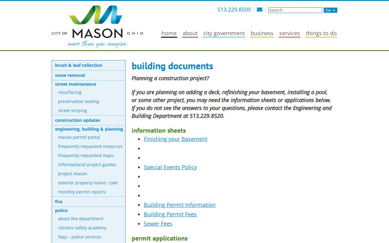 Mason street directory building and planning documents page